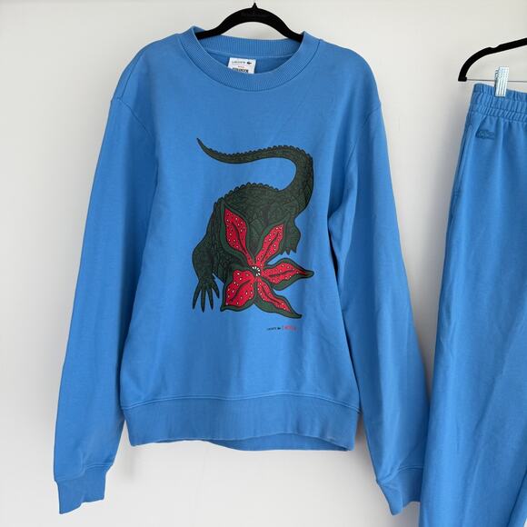 Stranger Things x Lacoste Sweatsuit Mens 4 Medium Blue Sweatshirt Joggers Set - Picture 4 of 15
